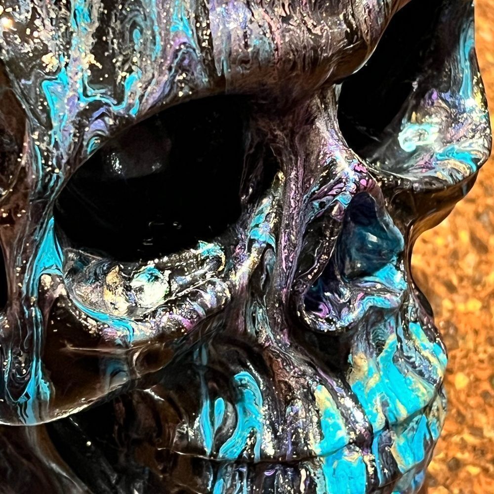 Hand-Painted One of A Kind Life Size Adult Human Skull - Picture 10 of 10